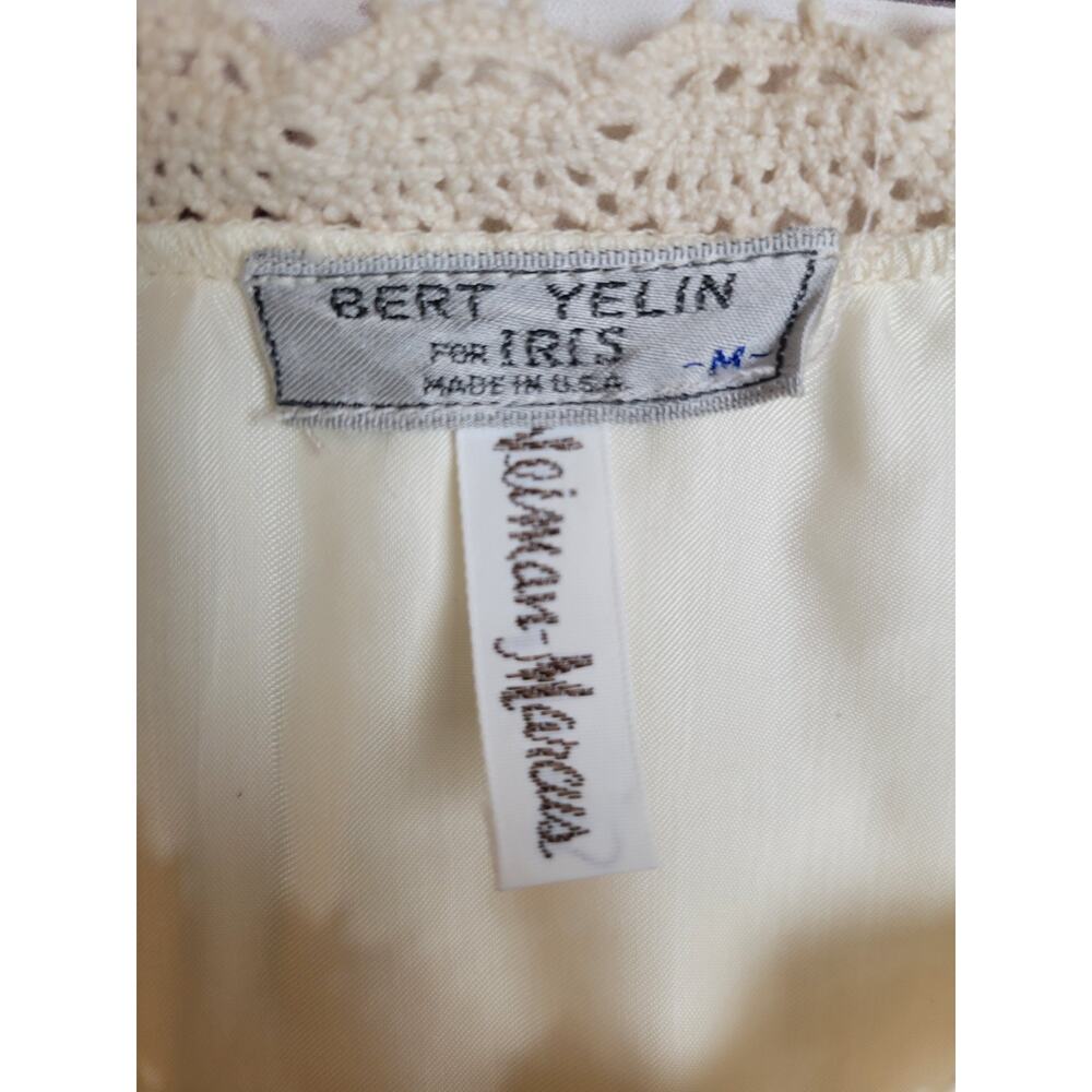 Vtg Neiman Marcus Bert Yelin Ivory Long Sleeve Nightgown Women's Size Medium - Picture 3 of 16